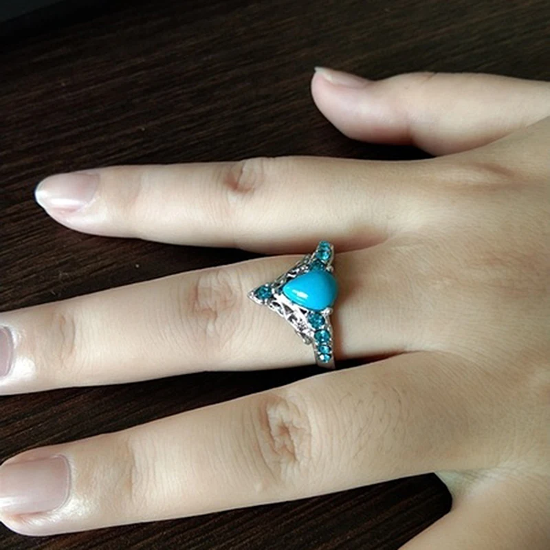 Ретро винтажное модное ювелирное изделие сердце из смолы бирюзовое женское