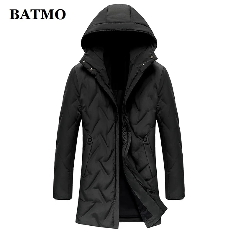 BATMO 90% белые куртки с капюшоном на утином пуху мужские зимние большие размеры GSYR8107