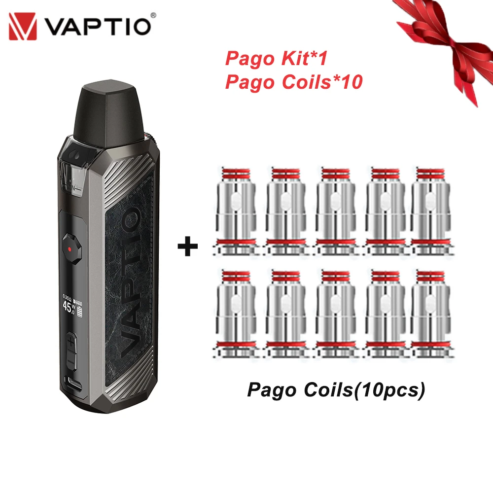 Подарочные катушки! Набор для электронной сигареты Vaptio PAGO Kit 1500 мАч Встроенная