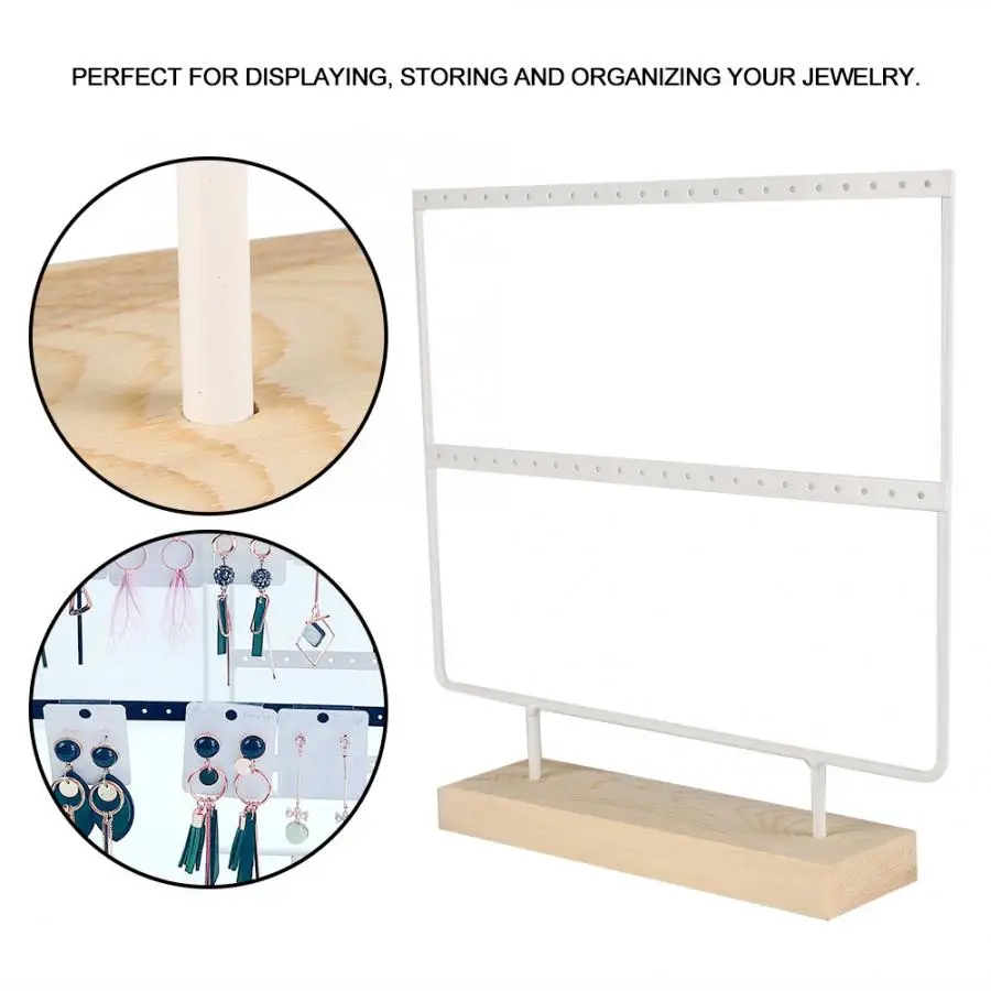 Портативный 2 слойный Железный деревянный держатель для серег гвоздиков