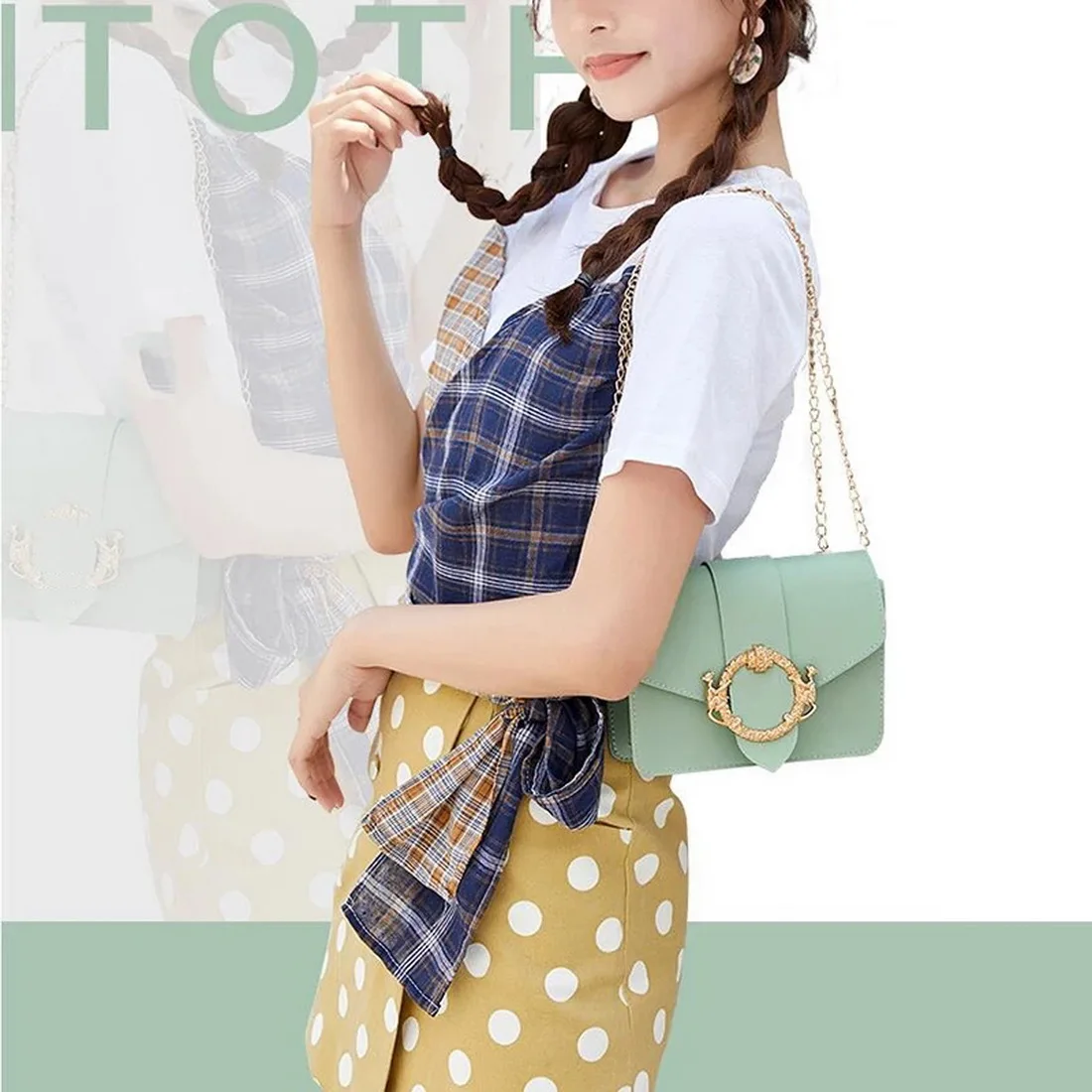 

Women Chain Pu Leather Small Crossbody Bags For Ladies = 2021 Small Shoulder Simple Special Lock Design Female Travel Handbags