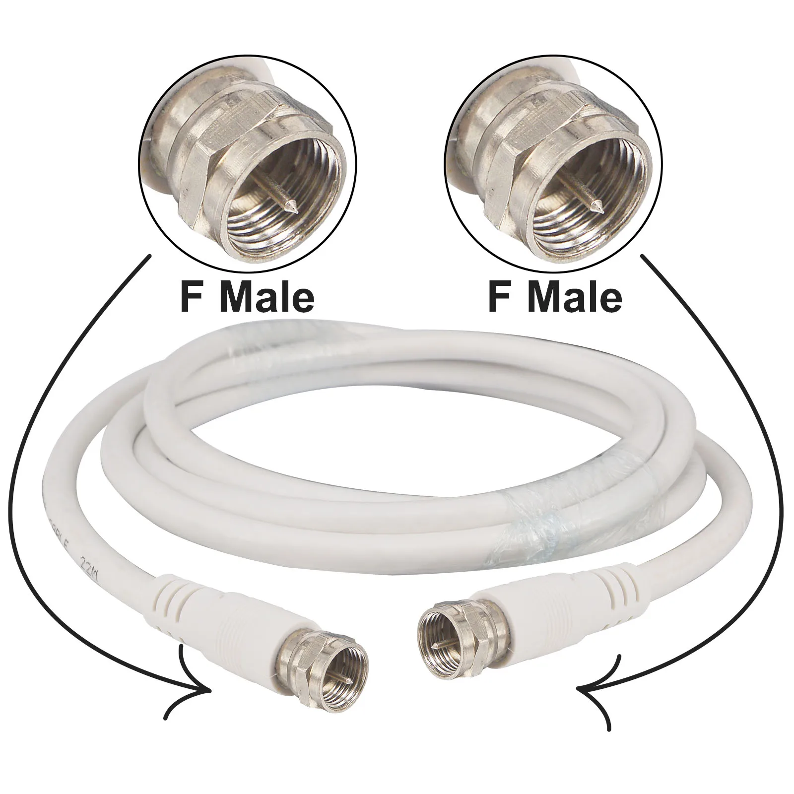 Белый кабель для телевизора Coax устойчивый к погодным условиям с разъемом RG6