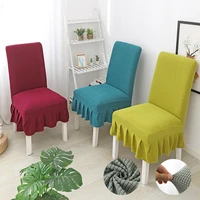 universal spandex chair cover with skirt simple elastic dining seat slipcover kitchen chair protector for hotel restaurant party