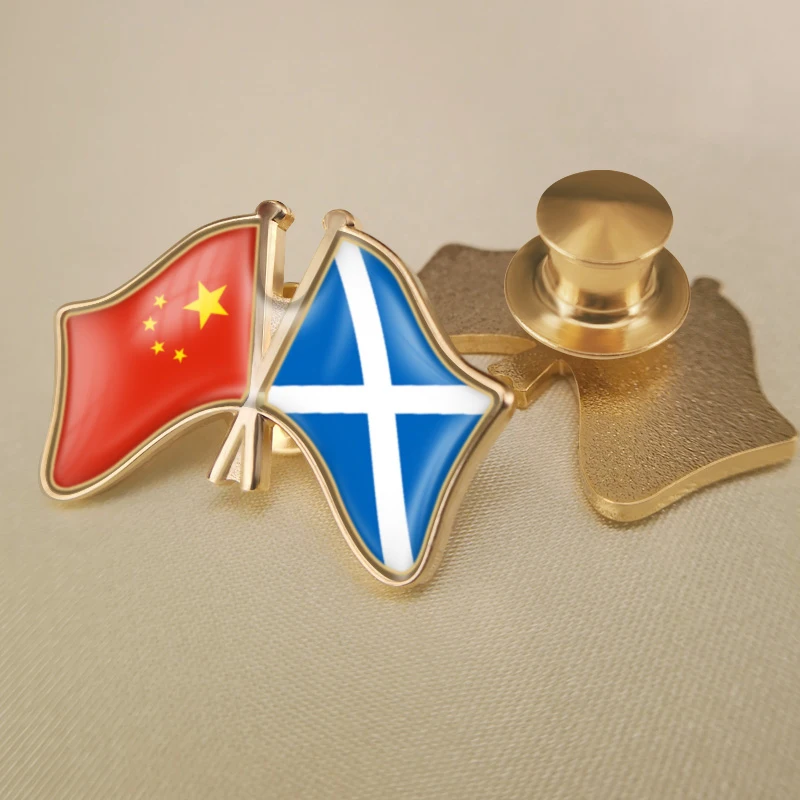 Китай (материк) и Шотландия перекрестные двойной флаг дружбы значков на булавке