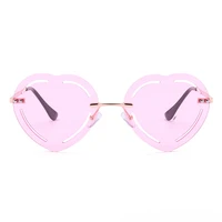 new arrival heart sunglasses women men rimless pink hollowed out decorative eyewear fashion personality love shaped sun glasses