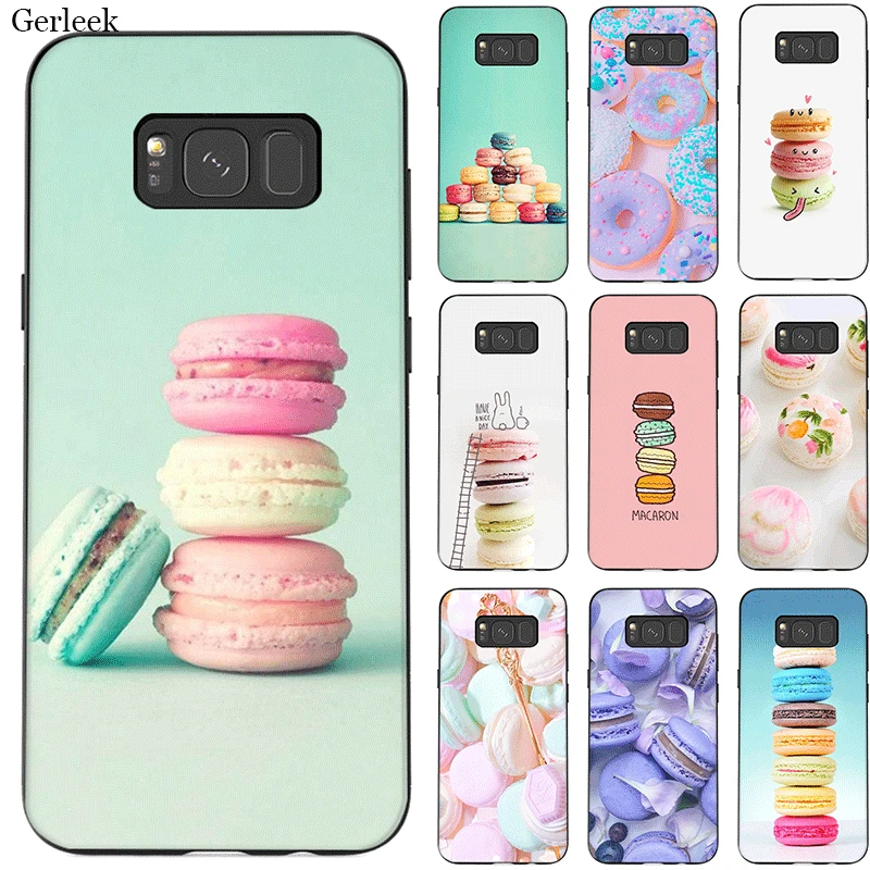 Мягкий силиконовый черный чехол Macarons для Samsung A3 A5 A6 A7 A8 A9 J8 2018 A2 J4 Core Plus J7
