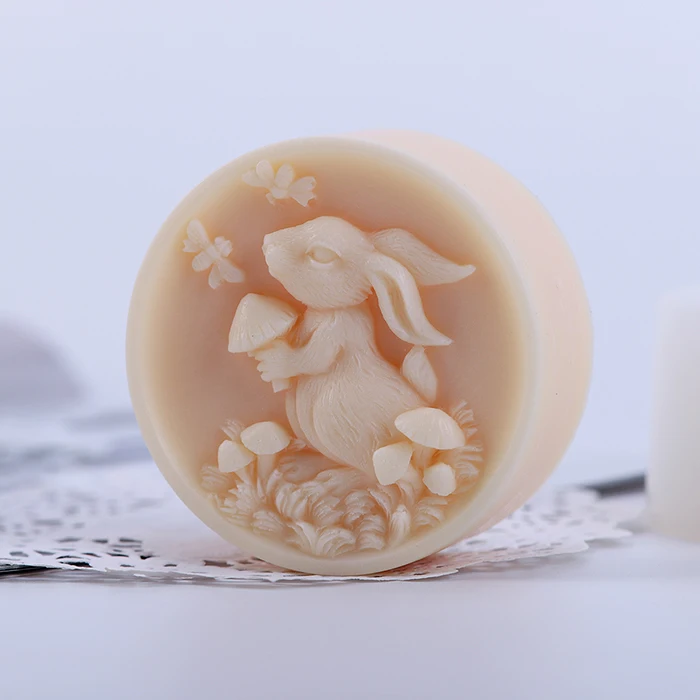 New Cartoon Pattern Bunny Mushroom DIY Handmade Soap Silicone Mold Round Stome Liquid Crafts Chocolate | Дом и сад