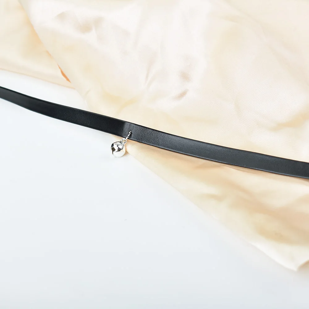 Женское кожаное колье черное ручной работы в готическом стиле - купить по