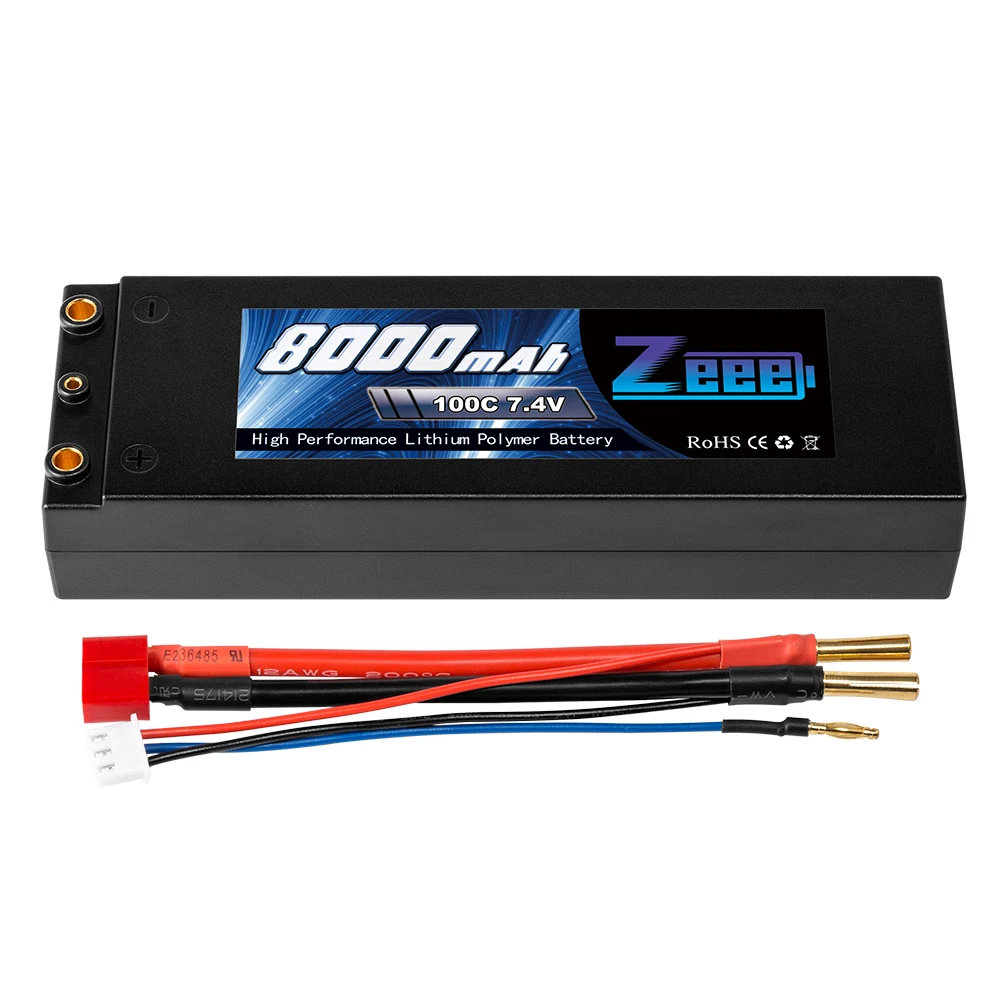Zeee 7,4 V 100C 8000mAh литий-полимерный Батарея 2S RC Lipo Батарея с 4 мм пуля Дин-Стиль T штекер для RC автомобиль модель Лодка Грузовик
