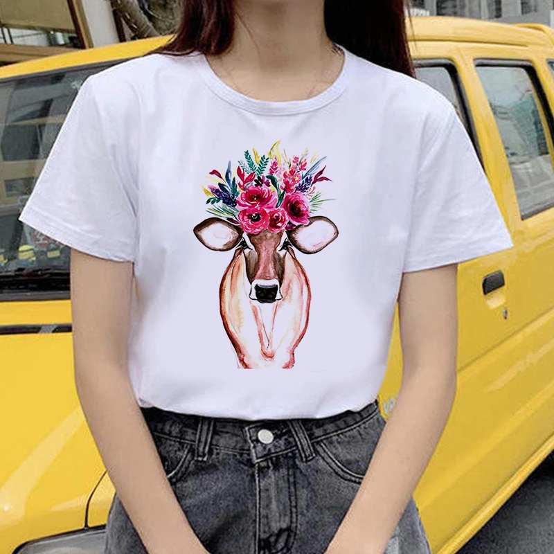 

Women's T-shirt Female Flowers butterfly Tshirt Short sleeve Summer Tee shirt Easy Matching Round Neck new summer T-shirt