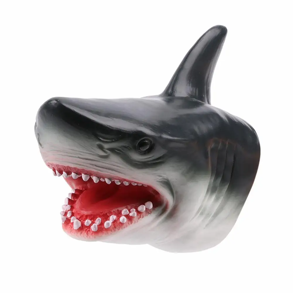 

Shark Hand Puppet TPR Animal Head Gloves Figure Simulation Animals Kids Toy Model Scaring Gag Halloween Jokes kids Gifts