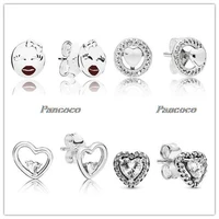 925 sterling silver earring dangling elevated heart stud earrings for women wedding party pandora jewelry