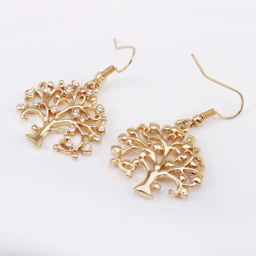 

Tree of Life Women Earrings Jewelry Gold/Rose Gold/Silver Color Plant Crystal Drop Earrings For Girls Jewelry Drop Shipping