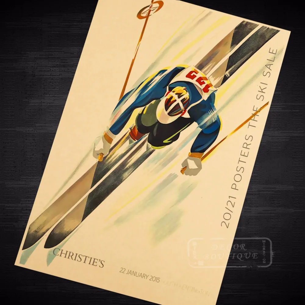 Быстрое катание на лыжах винтажный Ретро Холст Картина плакат DIY стены дома Бар