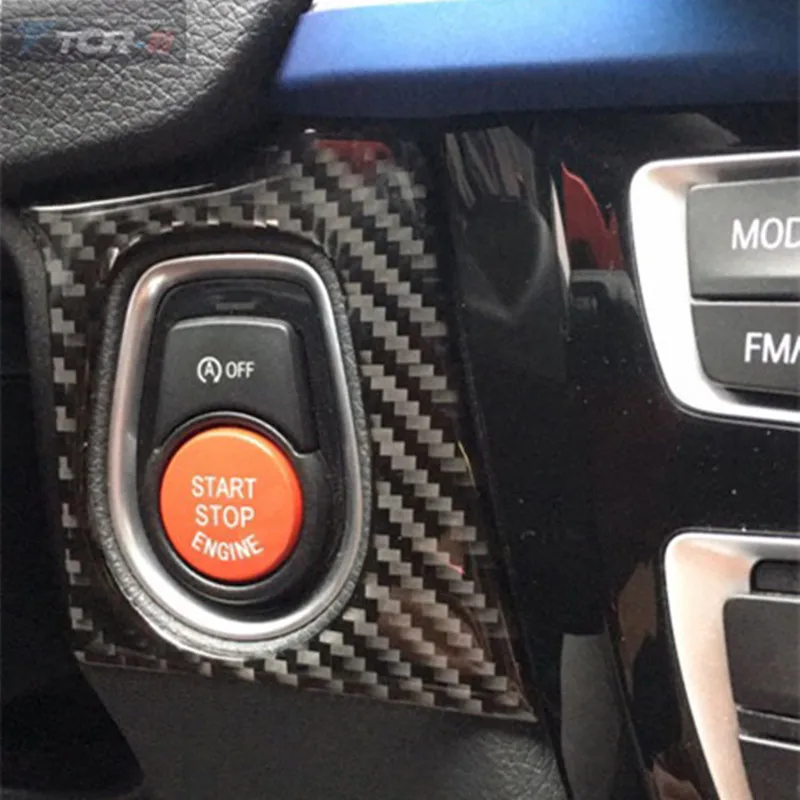 

Для BMW F30 F343 серии аксессуары для интерьера из углеродного волокна автомобиля Start Stop наклейка на кнопку двигателя M полоски отделка стайлинга...