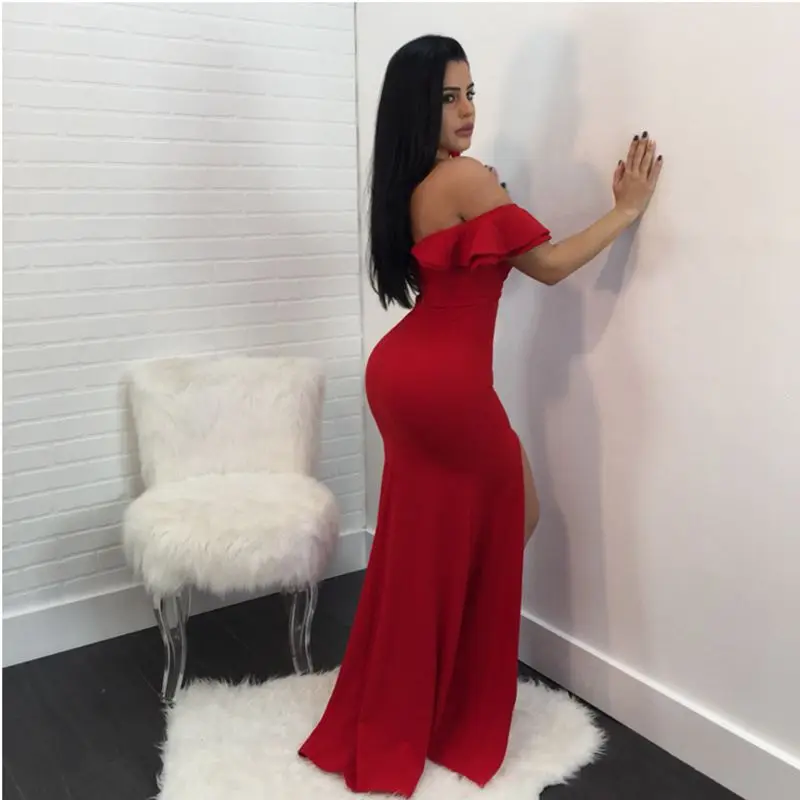 Женское вечернее платье vestidos vestido, длинное платье, сексуальные вечерние платья размера плюс, женские платья с оборками, с открытыми плечами