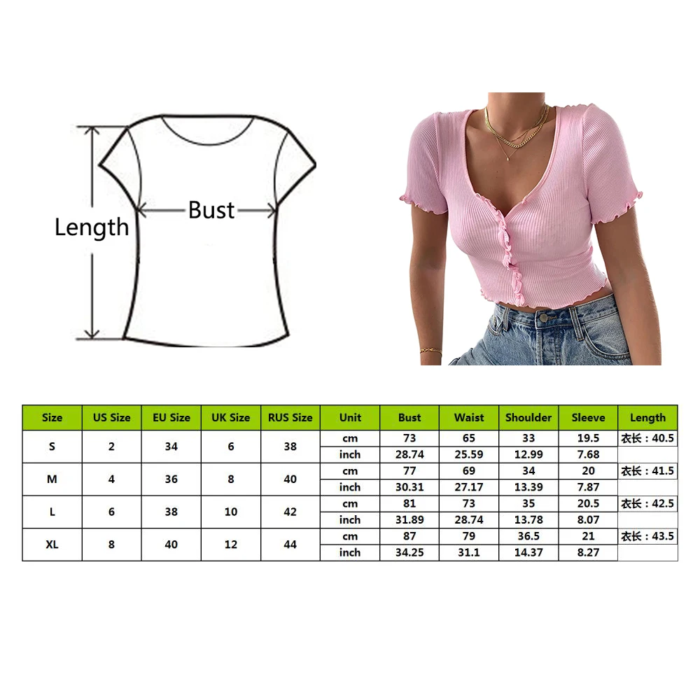 

Summer Hot Streetwear Women Ladies Short Sleeve Crop Top Ruffle T-shirt Basic Femme Tank Party Bodycon Stretch Vest Tee Tops