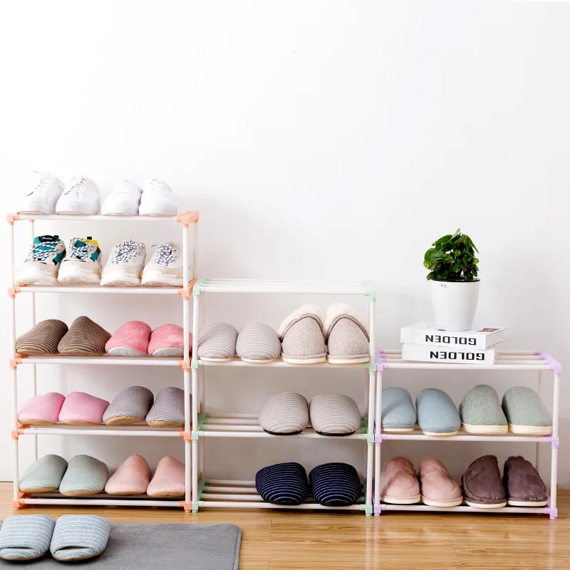 3/4/5 Слои сборки полка для обуви Сталь трубы просты в установке Спальня общежитии