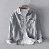 newly spring autumn japanese vintage fashion men shirts long sleeve cotton casual shirts men england style designer stripe shirt