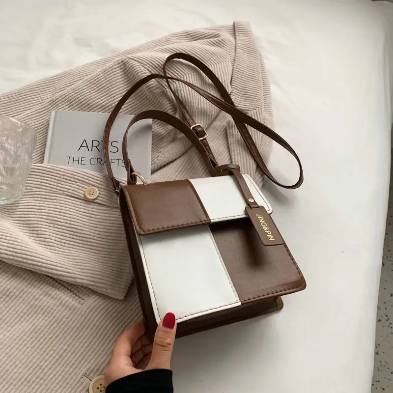 

New Patchwork Plaid PU Leather Tote Women's Handbags Purses Vintage Fashion Famous Designer Small Women Shoulder Crossbody Bag