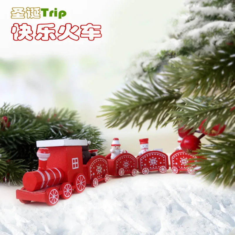 Рождественский поезд расписанное дерево Рождественское украшение для дома с
