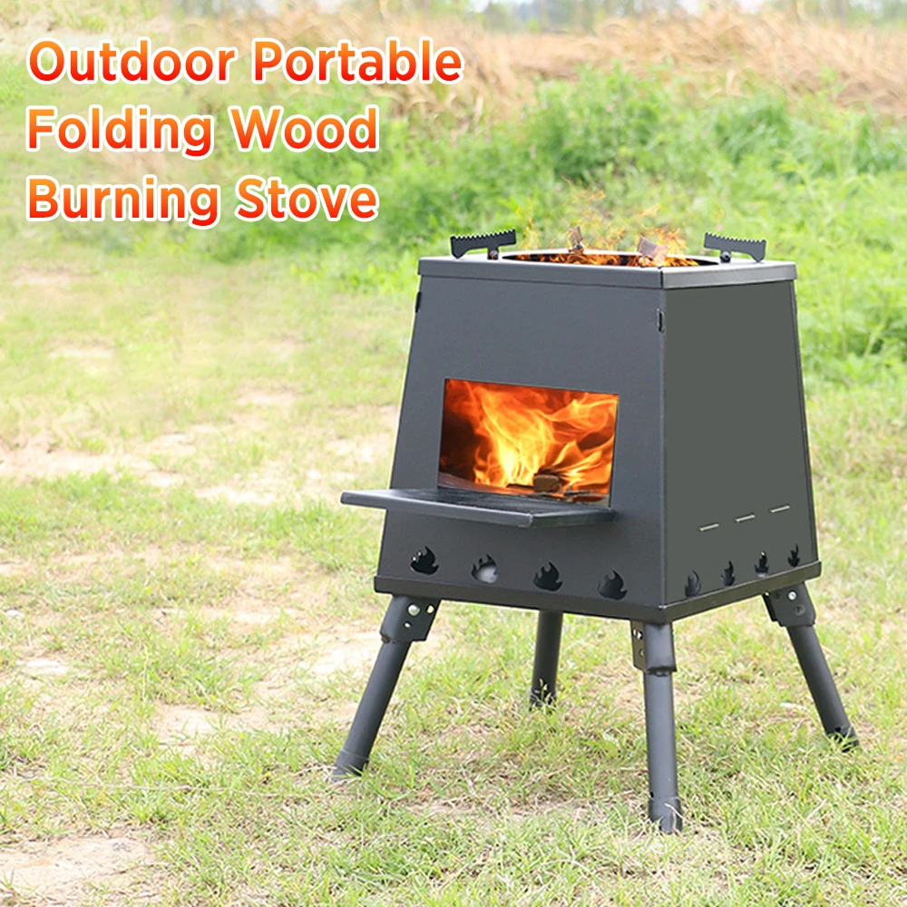 

Folding Camp Stove Portable Wood Burning Stove with Retractable Legs for Camping Hiking Backpacking Outdoor Cooking Stove 2021