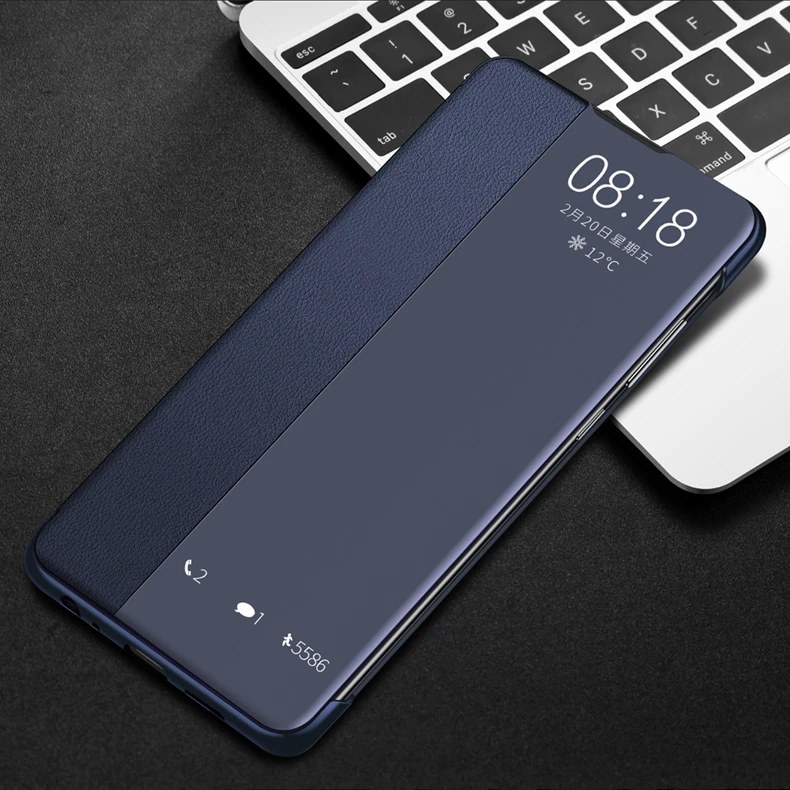 Синий Ультра тонкий флип-чехол для телефона huawei P30 P20 Pro mate 20 Lite X 10 P10 Plus mate 20 mate 10 P 30 P30 Окно просмотра Авто Режим сна - Цвет: Синий