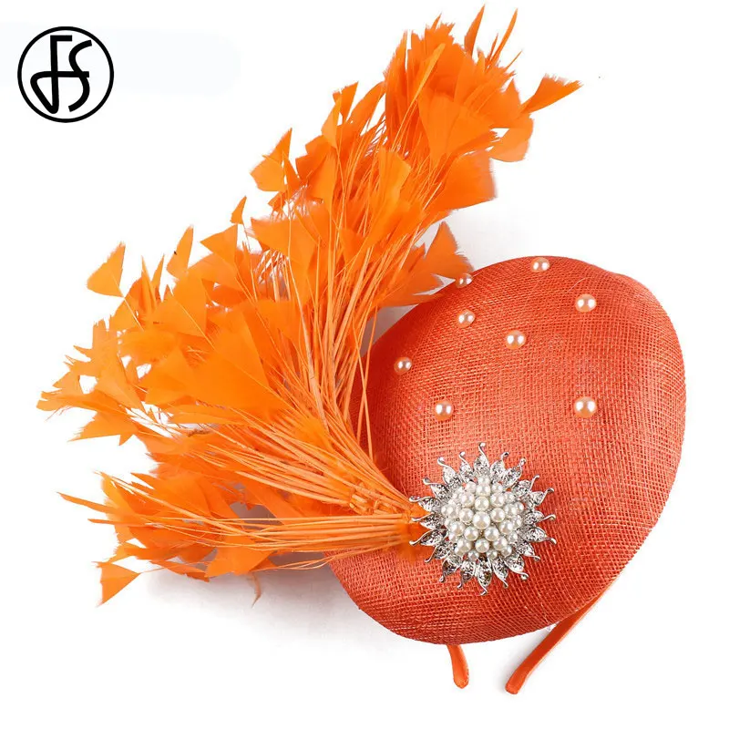 Женская винтажная шляпка с перьями FS для церкви и торжественных случаев