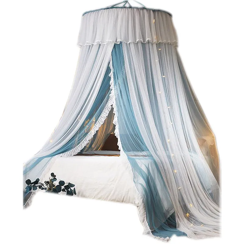 

New Princess-Style Mosquito Net Household Summer Ceiling Dome 1.5 M Double-Sheet Tent Yarn Punch-Free Installation Mosquito Net