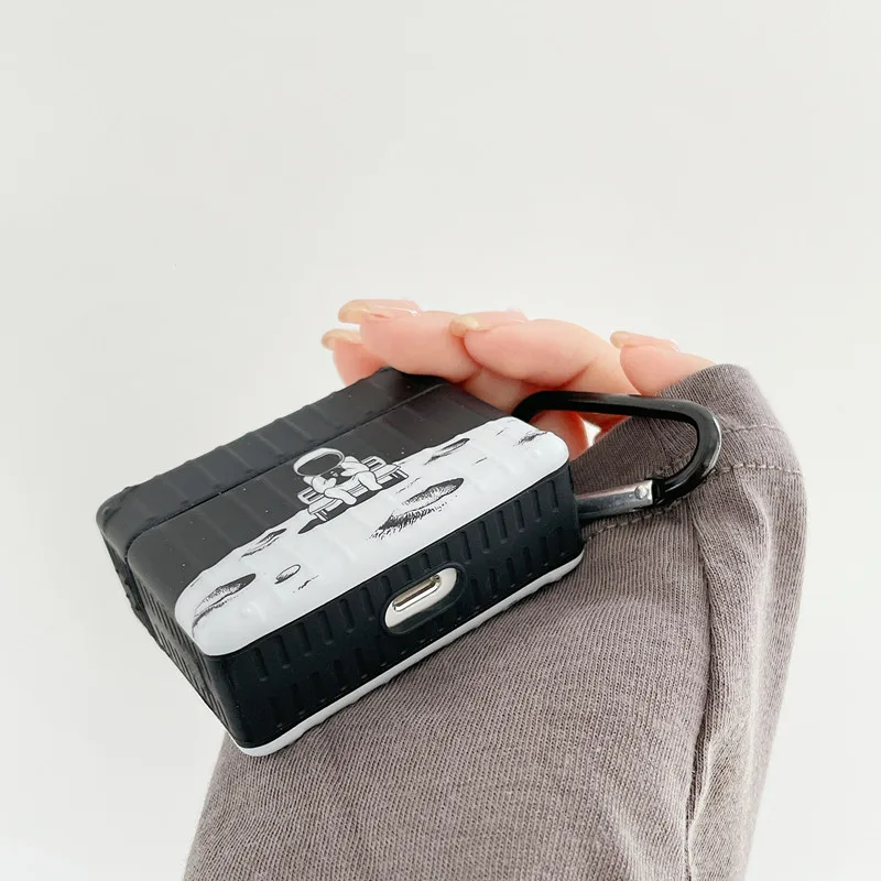 New Astronaut Black square Wireless Earphone Charging Box for Apple AirPods Pro Soft Protective Case Cover 3 2 1 |