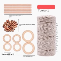 macrame cord natural cotton rope m with wood rings wood stick for diy teether macrame kit wall hanging plant hanger wholesale