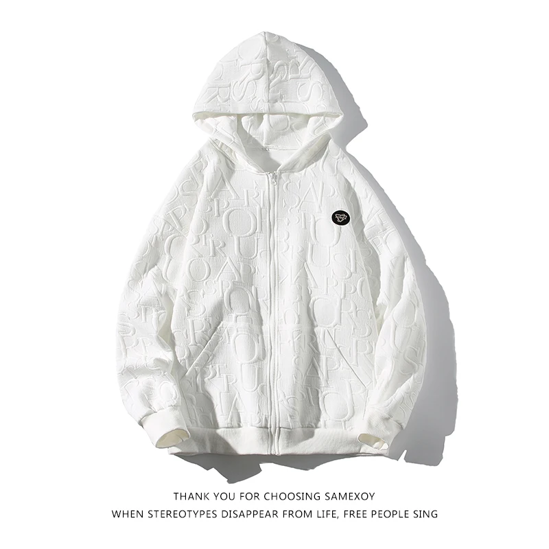 

Толстовки на молнии с тиснением и буквенным принтом для подростков, японский модный тренд, уличная одежда Harajuku, мужские свитшоты, повседнев...