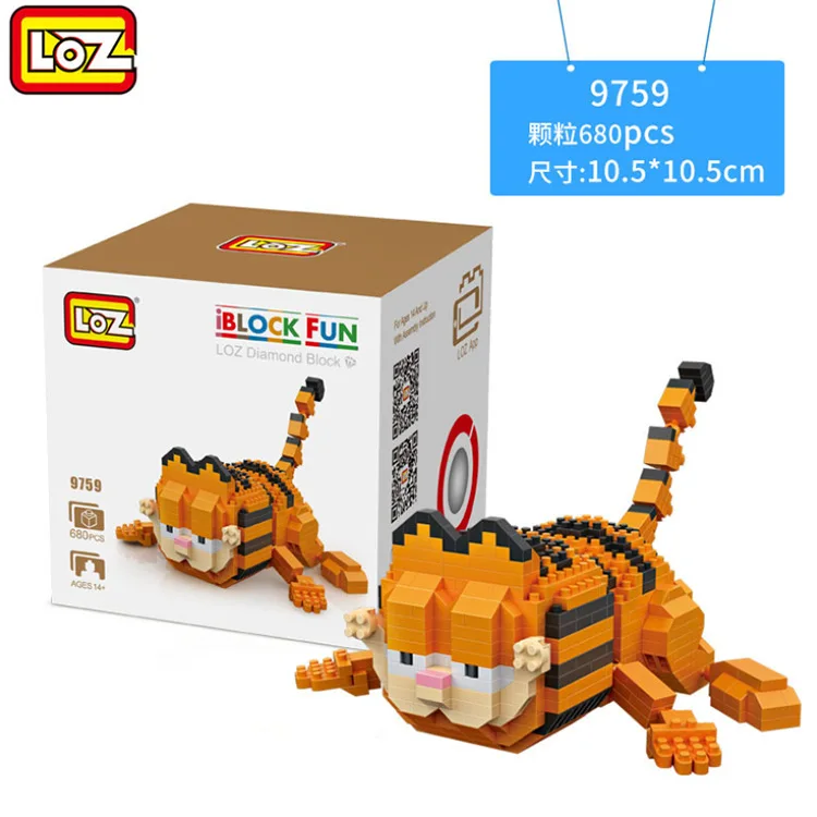 

9757 9758 LOZ Mirco blocks Kawaii Movie Cartoon Cat Dog Animal Odie Garfield Plastic Building Blocks Figures Educational Toy