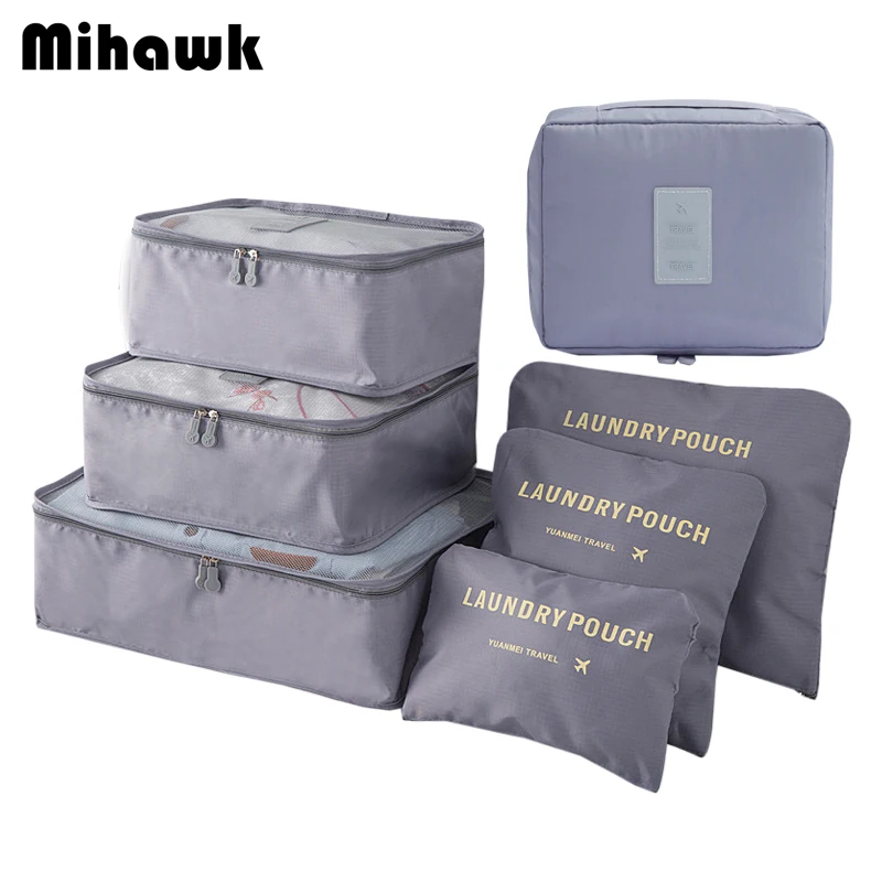 Mihawk Clothes Shoe Makeup Travel Bag Set Waterproof Wardrobe Cosmetic Underwear Tidy Suitcase Organizer Luggage Zip Accessories