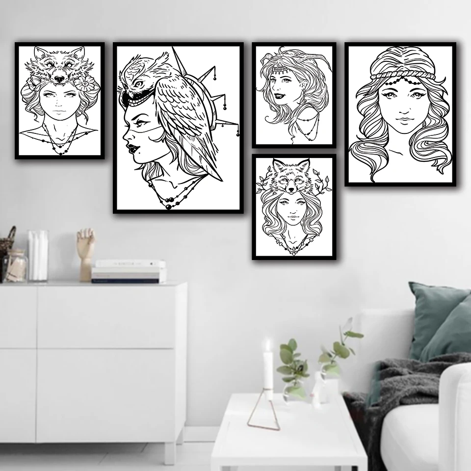 

Brand new wall art modular print hand-painted abstract character Nordic home bedroom decoration canvas painting picture poster