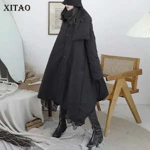 XITAOоднотонная парка с асимметричным подолом, зимняя новая модная свободная теплая Женская Повседневная куртка черного цвета, универсальная куртка DZL2502