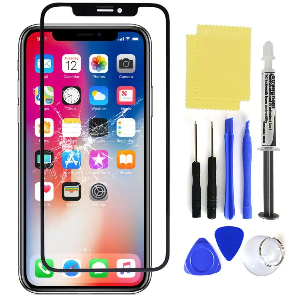 Сменное внешнее Переднее стекло с рамкой для iPhone X XR XS 11 Pro Max ремонтные Наборы