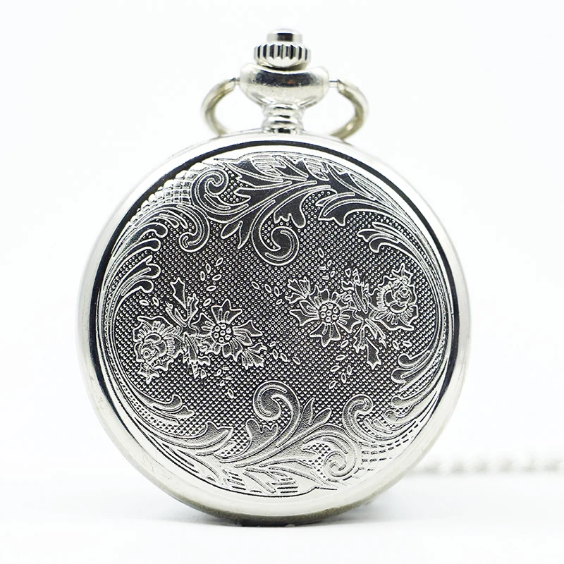 Новые модные резьбовые кварцевые карманные часы с черепом огнем смерти