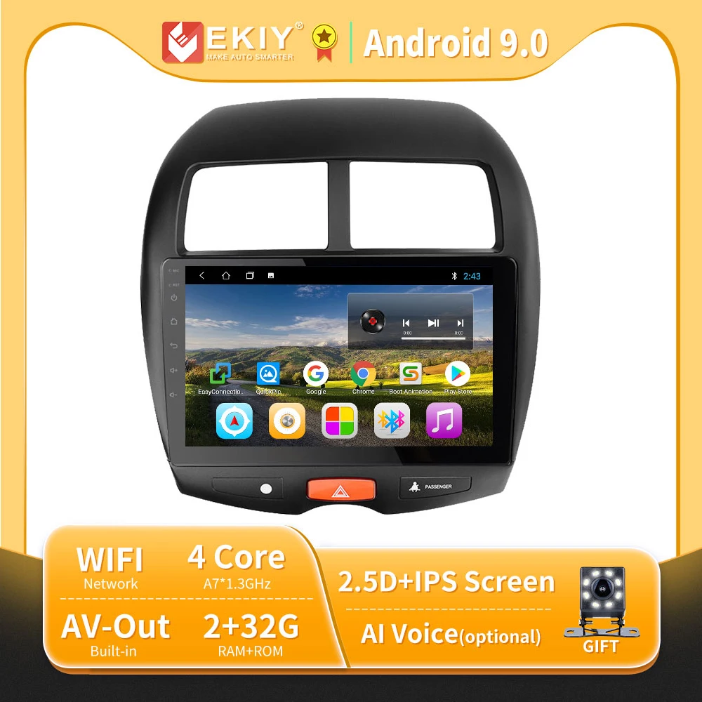 EKIY Android 9 0 автомобильное радио для Mitsubishi ASX Peugeot 4008 2010 2011 2012-2015 Мультимедиа Видео