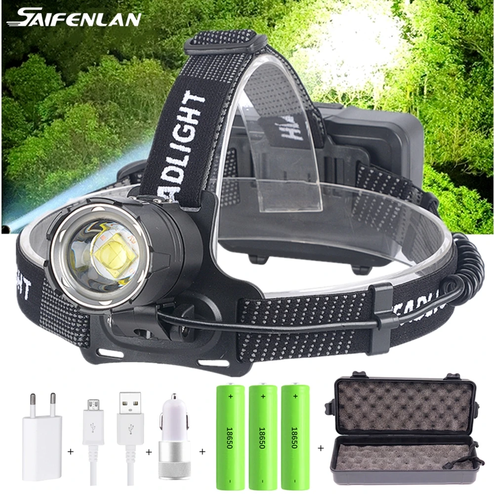 150000 Lumen Powerful XHP 70.2 LED Headlamp Fishing Camping Headlight Lantern Head Lamp 18650 Zoomable USB Torches Flashlight |