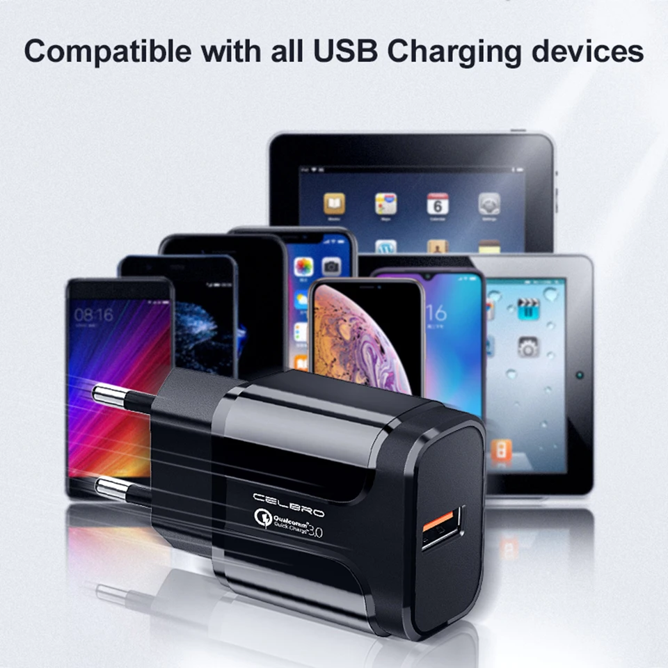 Qc 3,0 быстрое настенное зарядное устройство Usb 18 Вт с европейской вилкой Быстрая зарядка 3,0 зарядное устройство адаптер для samsung Note 10 Xiaomi Mi 9t Зарядка для телефона