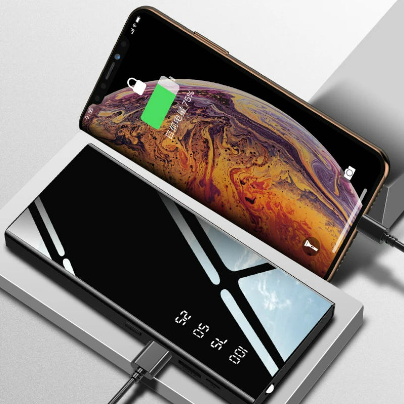 30000 зеркало power Bank для iPhone samsung Xiaomi Внешняя батарея 2 USB power Bank портативное зарядное устройство для мобильного телефона power Bank