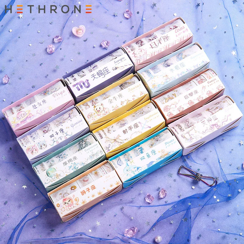 Hethrone 5 шт./упак. милые двенадцать созвездий для художественного оформления ногтей, ручная работа Скрапбукинг малярный скотч дневник клейкая лента Washitape стиральная лента