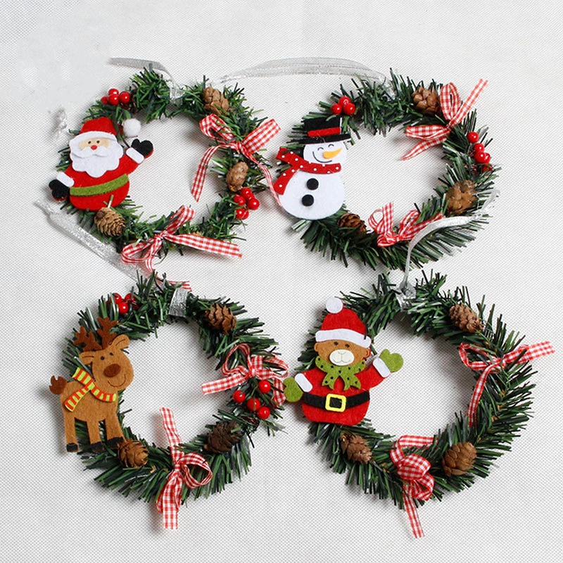 

1pcs Mini Christmas Wreath Handmade Wall Hanging Wall Door Decoration Garland