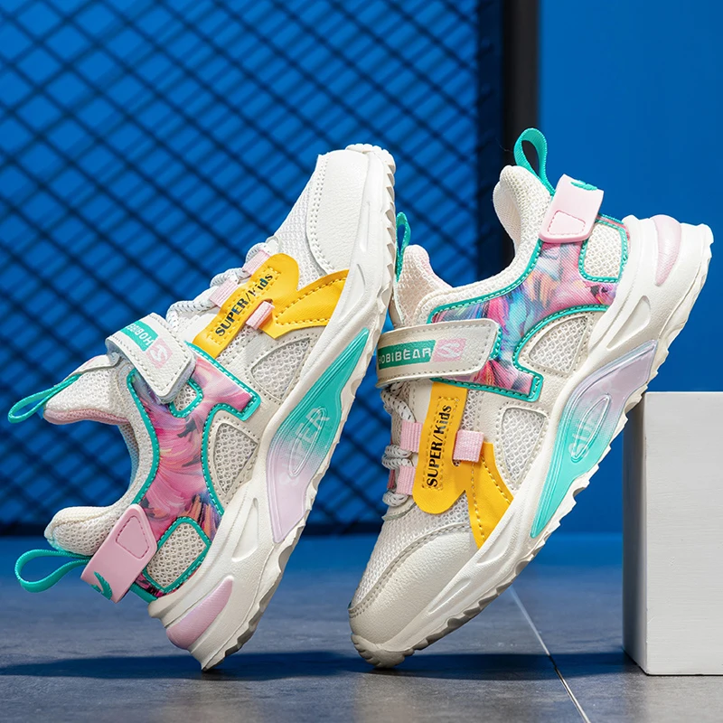 Zapatillas deportivas de malla transpirable para ni&ntilde;o y ni&ntilde;a, botines deportivos para correr, duraderos, para actividades al aire libre-3