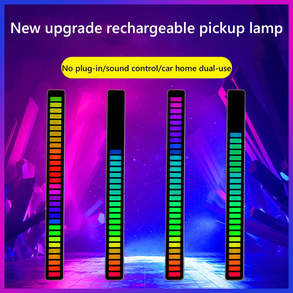 

Car Sound Control Light 32 LED Voice-Activated Pickup Rhythm Strip Lights Bluetooth APP Control RGB Colorful Tube Car Home Decor
