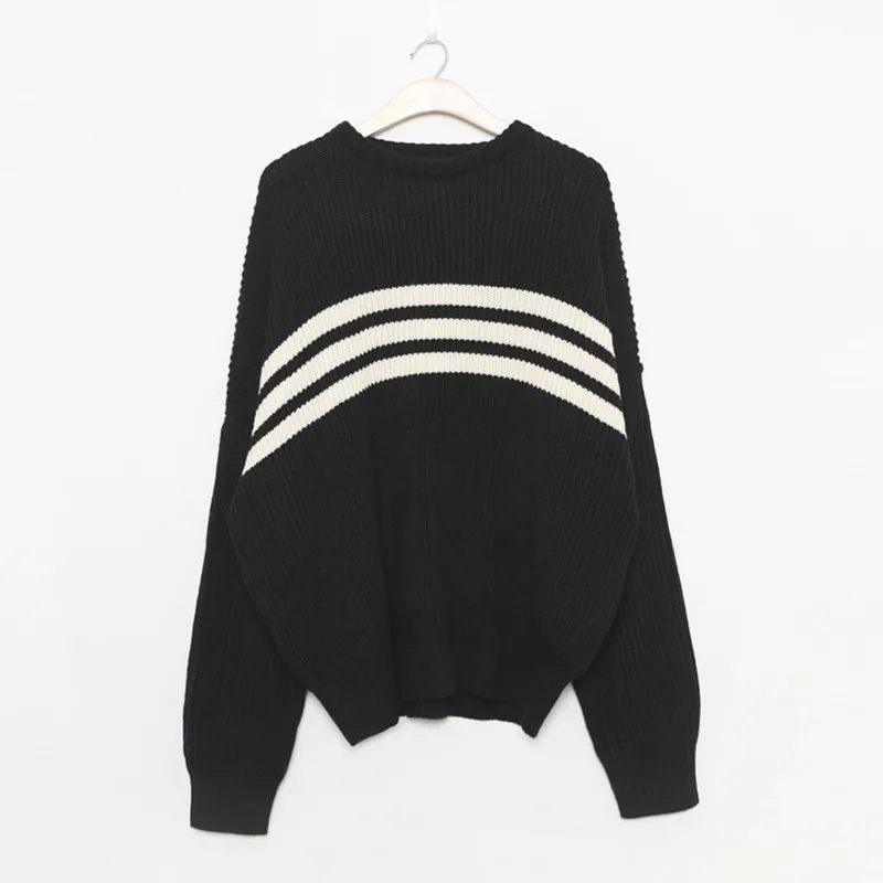 Женский свитер в полоску GALCAUR повседневный вязаный пуловер с круглым вырезом и