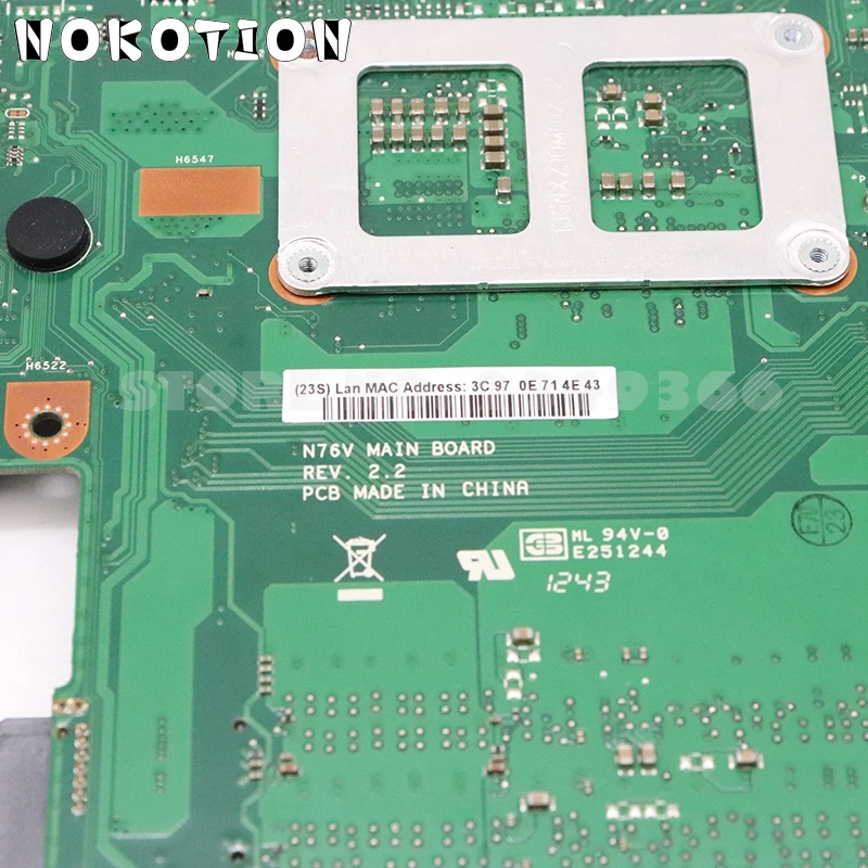 Материнская плата NOKOTION для ноутбука Asus N76V N76VB N76VJ N76VM N76VZ материнская HM76 DDR3 GT650M