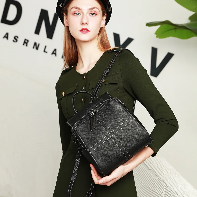 

Женский модный черный рюкзак из натуральной кожи, маленькие дорожные сумки для школьников и учебников для девочек, кошелек