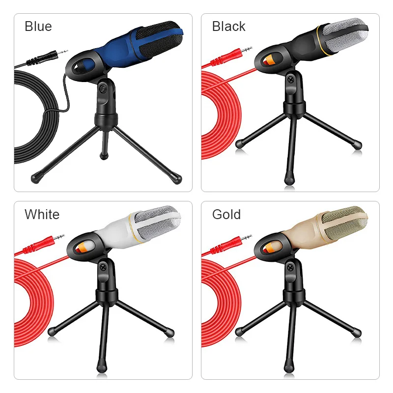 

New Condenser Microphone Home Stereo Microfone With Desktop Tripod Audio Microphones For PC Gaming Live Recording asmr Microfono